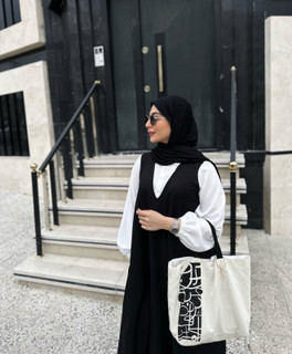 عبا زنانه استین یقه سفید ۳۶ تا ۵۰
